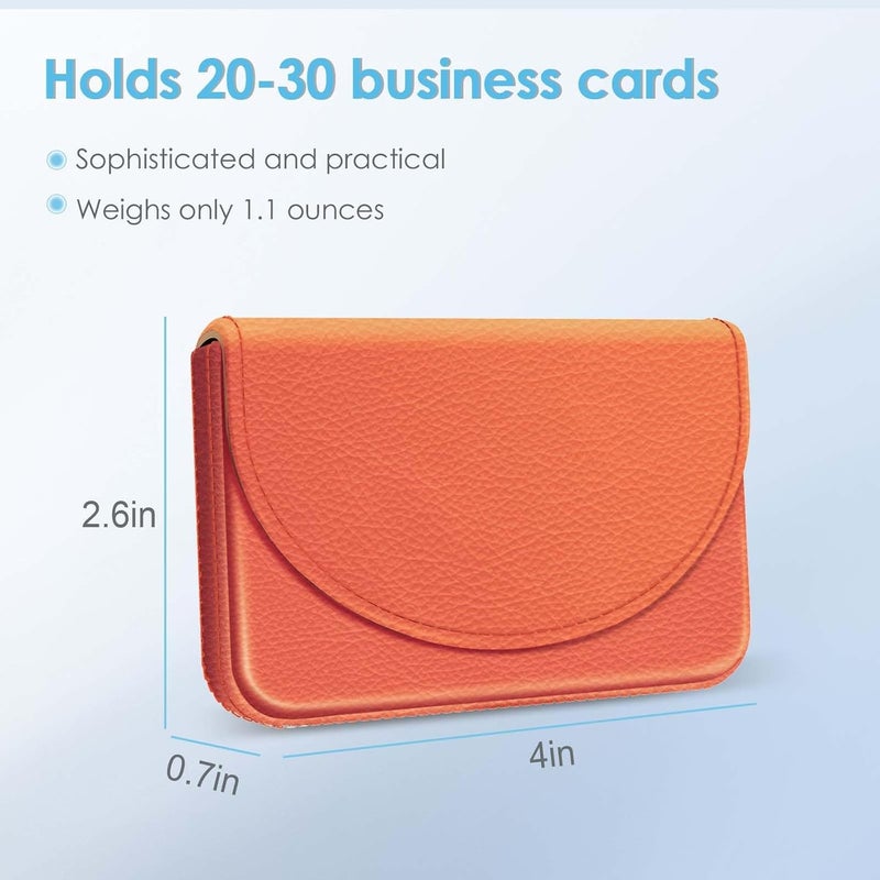 Xavier Business Card Holder，PU Leather Business Card Case Color Printing Pattern Card Holder Wallet，Pockets Magnetic Credit Card Holders for Men and Women，Orange - Image 2